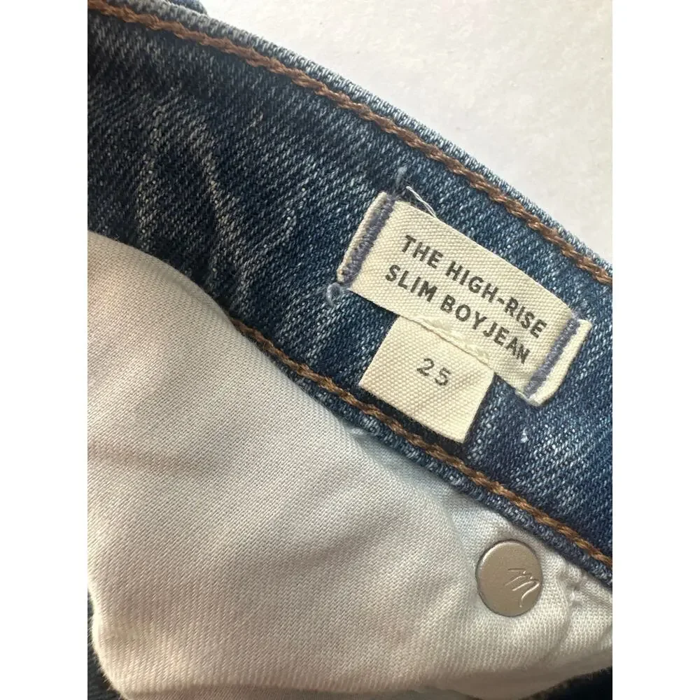 Madewell The High Rise Slim Boyjean in Neal Wash Blue Jeans Size 25
